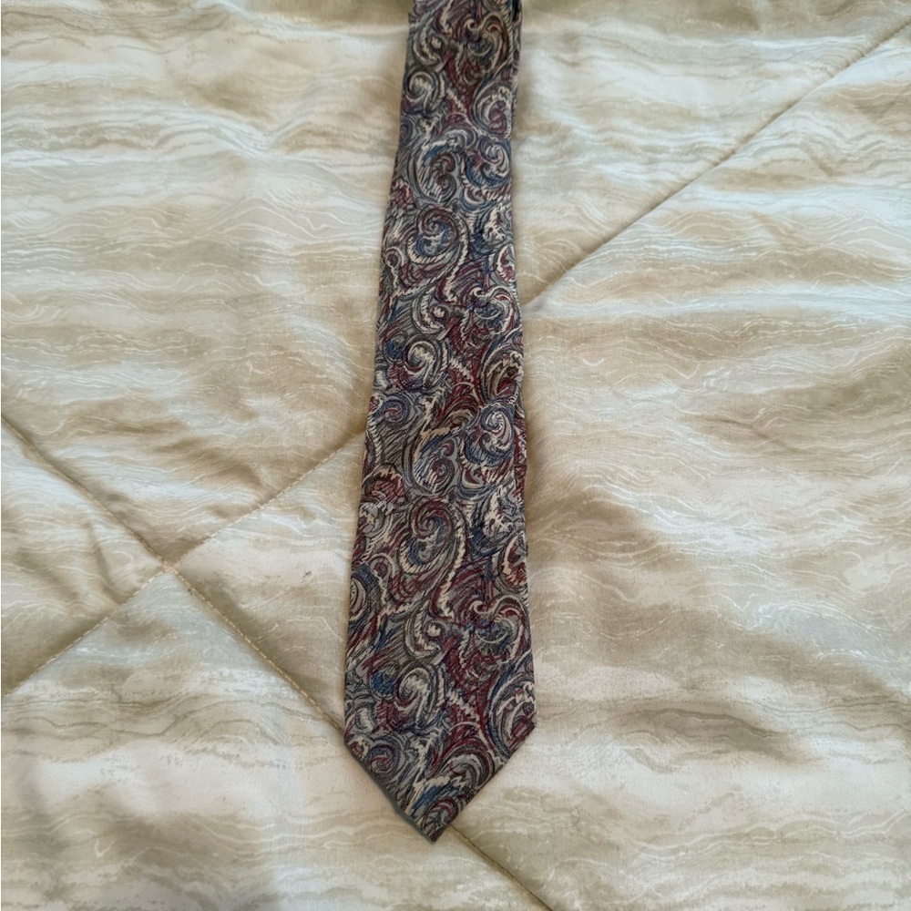Valentino Blue and Red Patterned Silk Tie